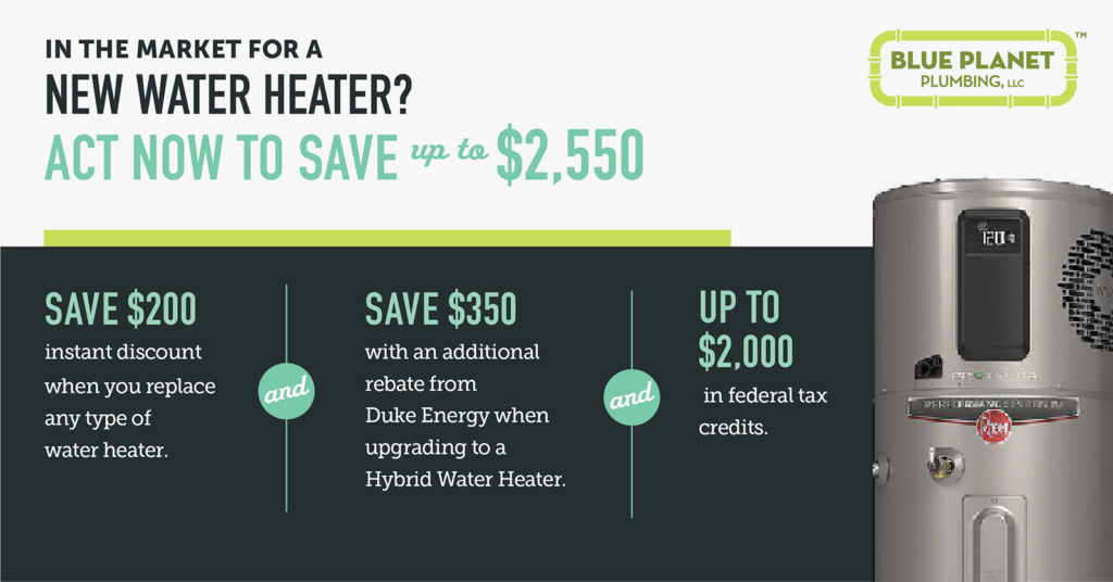 Save up to $2,250 on a new hybrid water heater.